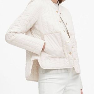 Banana Republic Bomber puffer jacket, cream, gold snaps